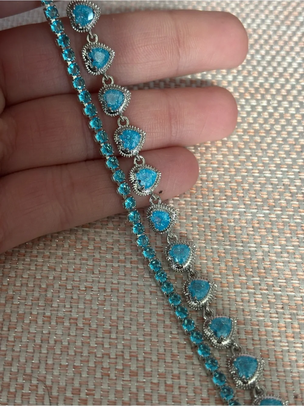 Blue Heart and Tennis Bracelet Set - Women's Silver-Tone Jewelry